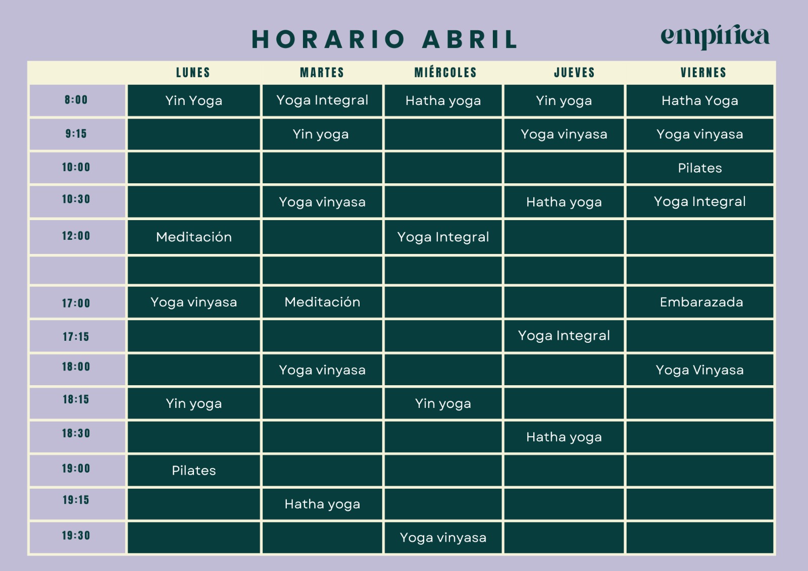 Horarios Empírica